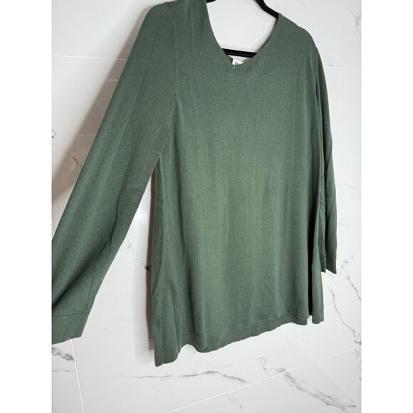 Planet by Lauren G one Size Green Tunic Knit Sweater Minimalist Lagenlook - Picture 5 of 10